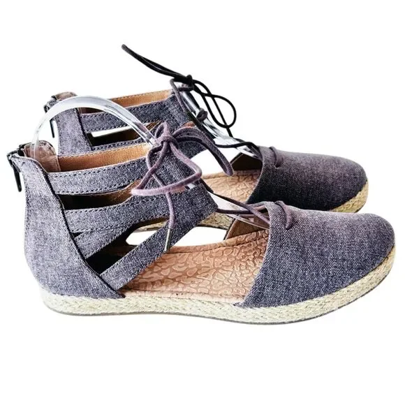 BOC/Born Concept Lucy Gladiator Espadrille Sandal Shoe Brown Canvas Size 7M - Picture 1 of 13